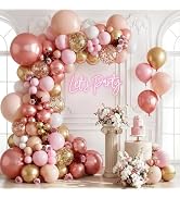 Rose Gold Pink Balloon Garland Kit, Pastel Pink Gold Metallic Nude White Balloons Rose Gold Confe...