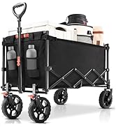 Navatiee 140L Wagon Cart Foldable, Large Capacity Collapsible Wagon with Smallest Folding Design,...