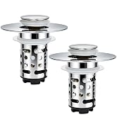 Upgraded 3 in 1 Bathroom Sink Drain Strainer, Universal Pop Up Stopper with Removable Stainless S...