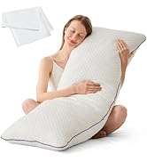 HOMELAB Cooling Adjustable Body Pillow (20x54) with Bamboo Viscose Pillowcase Bundle, Full Body S...