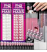 FANDAMEI French Tip Press On Nails Square, Press On Nails Short, Nail Tips | Press On Nails Frenc...