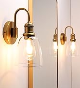 JIMUBEAM 1-Light Vintage U-Shaped Wall Sconce Lamp with Cloche Clear Glass Shade, Industrial Indo...