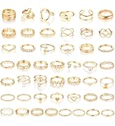 CHICUTIE Gold Knuckle Rings Set For Women Stackable Joint Finger Midi Rings Dainty Cubic Crystal ...
