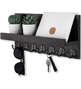 Lwenki Key Holder Wall Mount, Entryway Key and Mail Holder with 7 Sturdy Hooks for Sunglasses, Do...