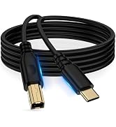 10FT USB B to USB C Printer Cable, USB Type B to Type C Cord MIDI Cable for iPhone 16 15, Samsung...