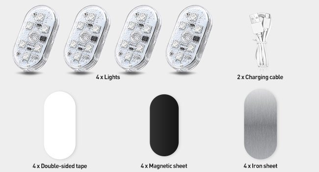 Nilight 4pcs wireless car interior light package included