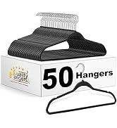 Quality Hangers Clothes Hangers 50 Pack - Non-Velvet Plastic Hangers for Clothes -Heavy Duty Coat...