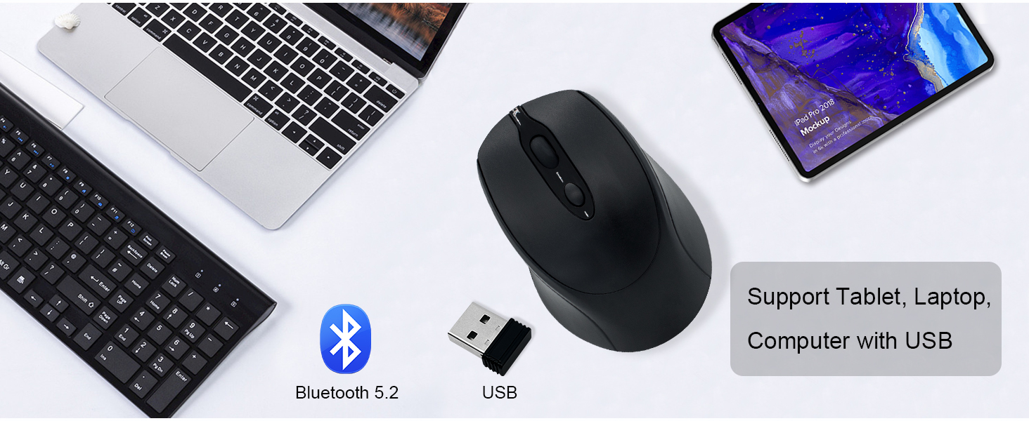 ?bluetooth mouse with dual mode(bt5.2+2.4GHz)