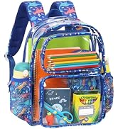 BrainyBees Clear Backpack for Boys - 15 Inch Heavy Duty Transparent Bookbag | PVC See Through Day...