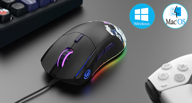 Black RGB Anime Gamer Mouse