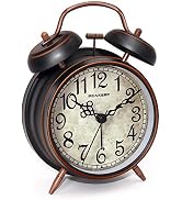 Peakeep Retro 4.5 inches Battery Operated Twin Bell Loud Alarm Clock (Black with Arabic)