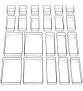 SMARTAKE 22-Piece Drawer Organizer with Non-Slip Silicone Pads, 4-Size Clear Desk Drawer Organize...