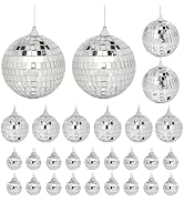 28 Pack Mini Mirror Disco Ball Set: Silver Hanging Disco Balls Decor - Small Mirror Ball Ornament...