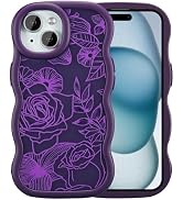 XIZYO for iPhone 14 Plus/iPhone 15 Plus Case, Cute Wavy Floral Flower Rose Aesthetic, Curly Wave ...