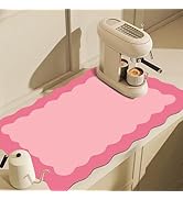 CQKEDMA Scalloped Cute Coffee Mat Dish Drying Mats for Kitchen Counter, Kitchen Decor, (12"x19", ...