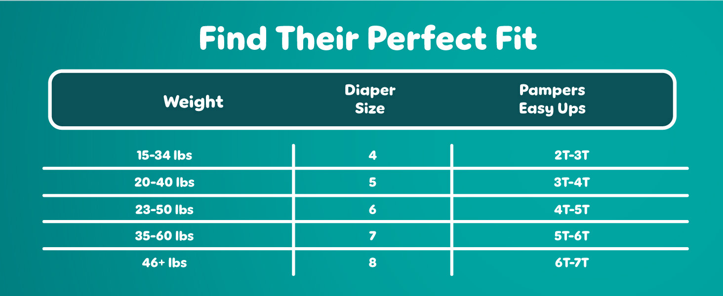 Find their perfect fit, size chart