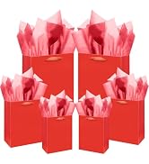qiqee Red Gift Bags with Tissue Paper Mulit Assorted Sizes 10PCS Present Party Favor Birthday Bag...
