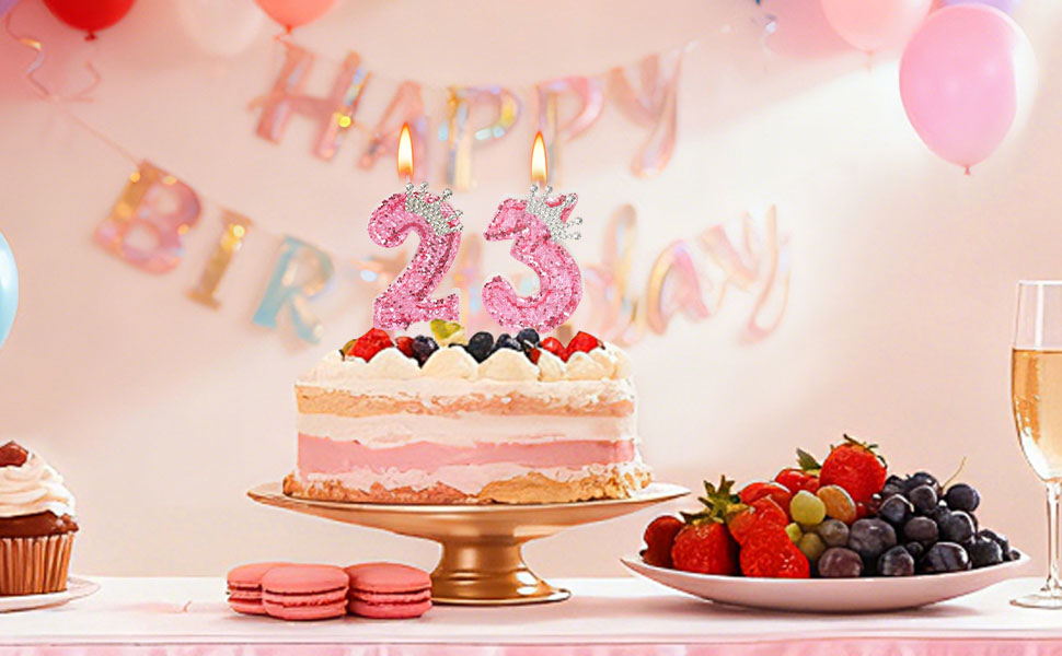 pink crown birthday candles