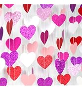 Purple Hot-Pink Red Party-Decoration Heart-Garland - 52ft Valentines Day Hanging Paper Streamers ...