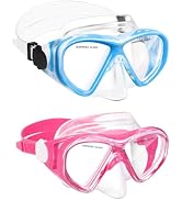 ACQCES Kids Swim Goggles Snorkel Diving Mask for Boys Girls Ages 5-15, Two-Color Anti-Fog Swimmin...