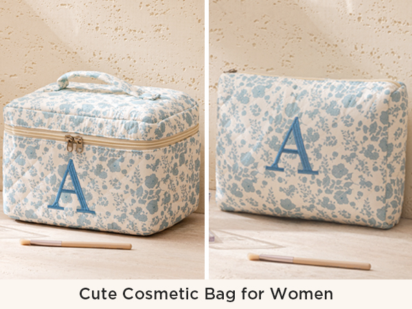 Personalized Makeup Bag travel makeup bag cute makeup bag quilted makeup bag initial makeup bag