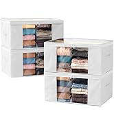 Clothes Storage Bags, Foldable Thick Fabric Blanket Storage Bags, Large Clear Window & Carry Hand...