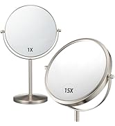 ALHAKIN 1X/15X Magnifying Makeup Mirror, Double Sided Mirror with Stand, Tabletop Desk Mirror 360...