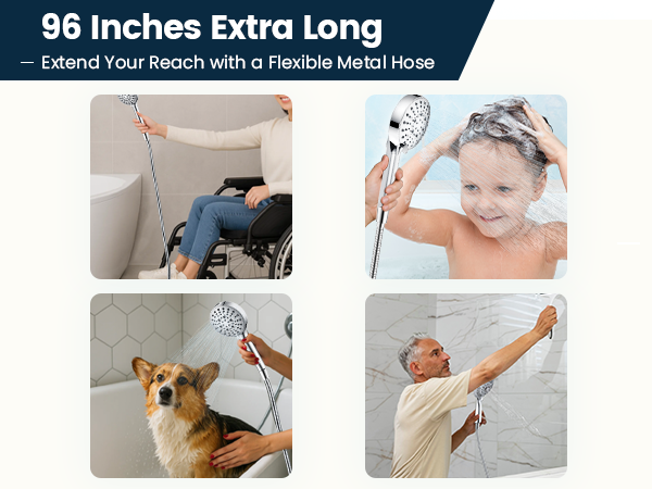 96 inches long stainless steel shower hose