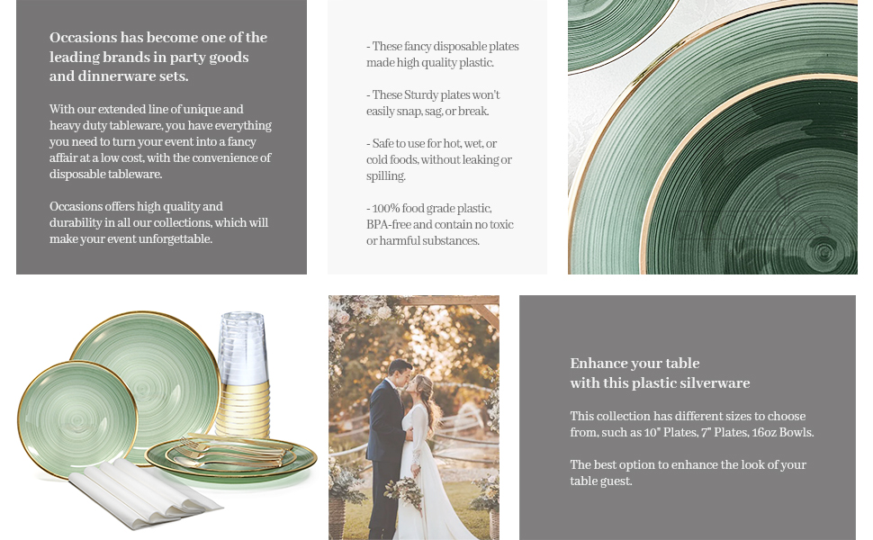 Belize Collection Green & Gold by Occasions Disposable