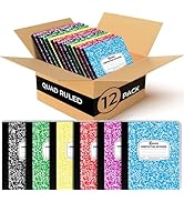 Rosmonde 12 Pack Graph Paper Composition Notebook, 200 Pages (100 Sheets), 4x4 Grid, Graph Compos...