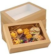 DTFMZOV 10 Pack Bakery Boxes with Window, 11.8x7.87x3.15 Inch Large Cookie Boxes, Cardboard Pastr...