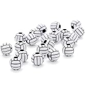 WLngtv 50 Pcs 15mm Silicone & Acrylic Round Volleyball Beads for DIY Jewelry Making
