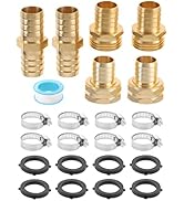 Lemfema 4 Sets 3/4 Inch Garden Hose Connector Solid Brass Repair Kit, Water Hose Mender Female an...