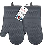 Yutat Silicone Oven Mitts, Oven Gloves with Non-Slip Silicone, 600 Degree Heat Resistant, Soft Co...