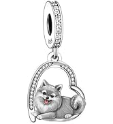 BSFJTY S925 Sterling Silver Dog Charm, Yorkie/Pomeranian/Miniature Schnauzer Poodle Bulldo Chihua...