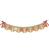 Be Merry Burlap Banner | Christmas Banner with Snowflake Sign | Christmas Decoration | Rustic Chr...