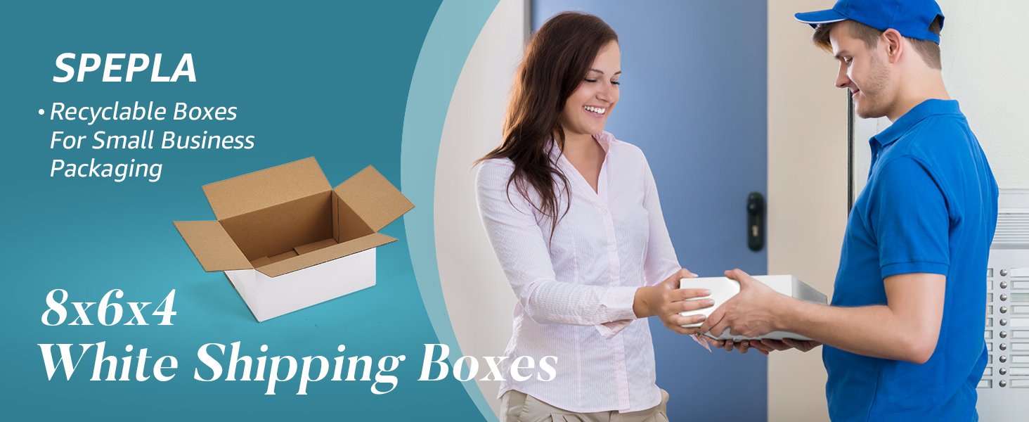 white shipping boxes 8x6x4