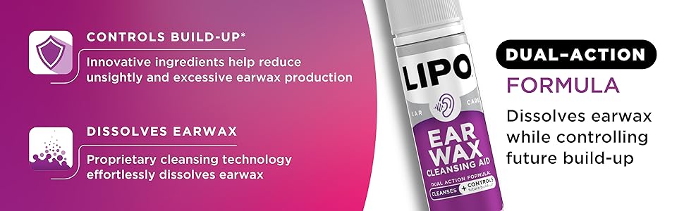 dual action formula dissolves earwax while controlling future build up