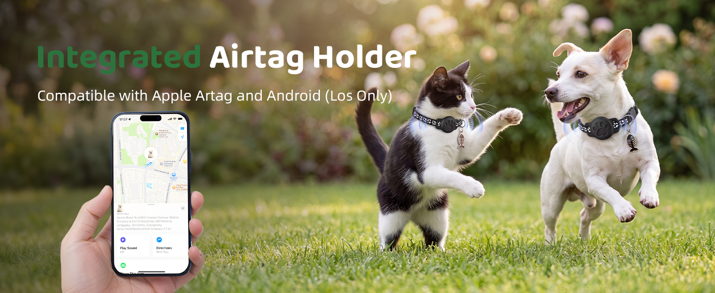 GPS Pet Tracker CollarMini Smart Real Time Tracking Tag for Cats Dogs, No Monthly Fee