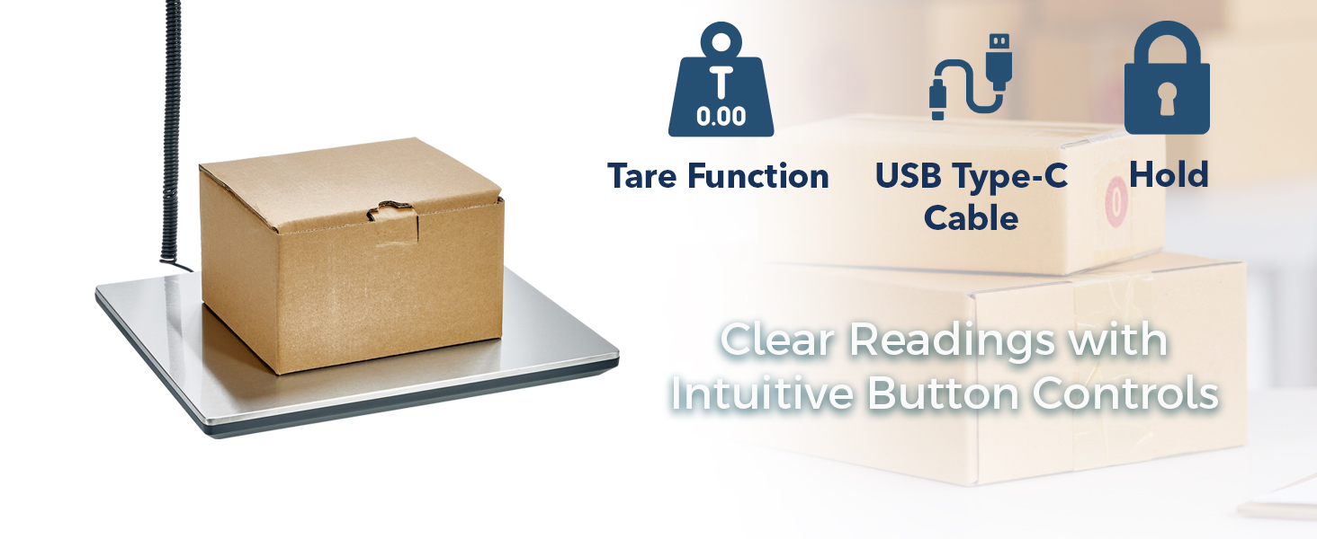 usb c, hold & tare functions