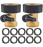 Hourleey Garden Hose Shut Off Valve, 2 Pack Heavy Duty 3/4 Inch Solid Garden Hose Shut Off Valve ...