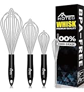 HOTEC 4 Pieces Stainless Steel Whisks Set, Wire Balloon Whisks Egg Beater, Thicken Wire &Non-slip...