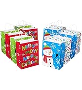 American Greetings 13'' Large Christmas Gift Bags, Santa, Snowman, Snowflakes and Merry Christmas...