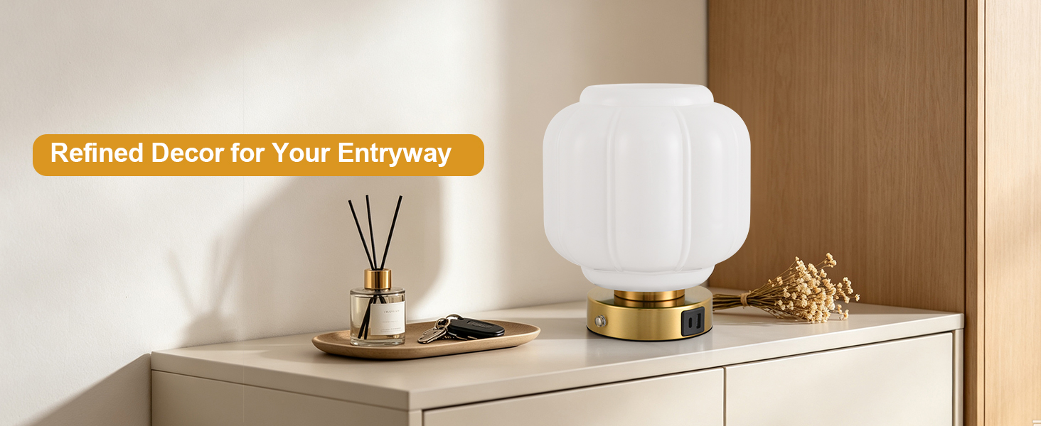 Rechargeable Table Lamp Cordless Milk Glass Bedside Lamp Small white and gold