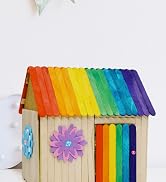 1200 Pieces Wooden Craft Sticks, 4.5 Inch Long Natural Wood Popsicle Ice Cream Sticks for DIY Woo...