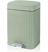 rejomiik Small Bathroom Trash Can with Lid Slim Soft Close Garbage Can Step Wastebasket 2.1 Gallo...