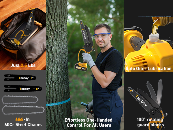 Electric Chainsaw 8&6 Inch Cordless Portable Saw for Makita 18V Battery Pole Saws HandHeld Saw
