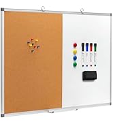Comix Cork Board Magnetic Dry Erase Board Combo, 36 x 24 Inches Lage Whiteboard and Bulletin Boar...