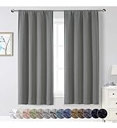 WelvetBLK Light Grey Blackout Curtains for Bedroom Living Room 63 Inch Length 2 Panels Set, Soft ...