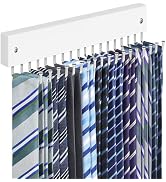 Tie Rack Belt Hanger Wall Mounted, Lomrsiul Non Slip 180 Degree Rotating Tie Organizer for Men Cl...